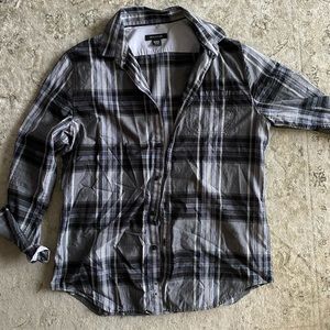Grey plaid dress shirt